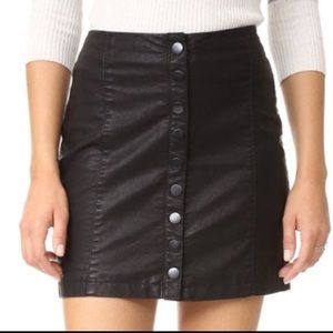 Free People Black Vegan Button Up Skirt